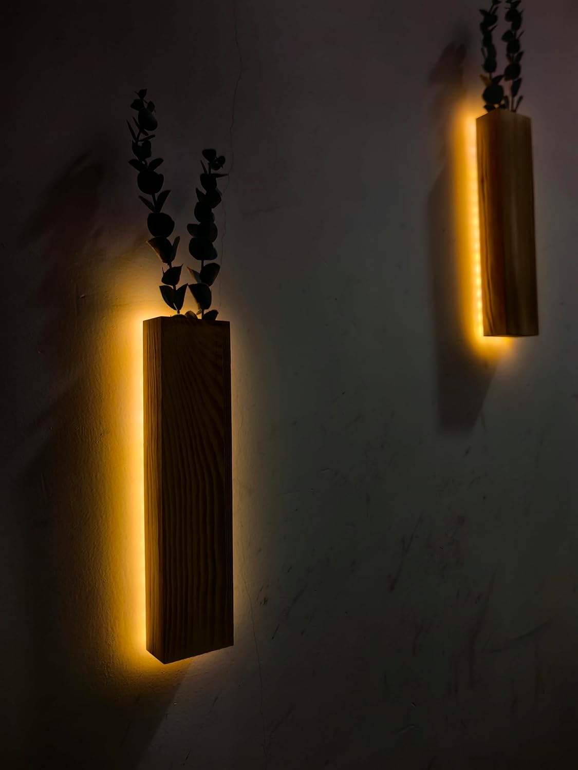 Wall Planters Rustic Wall Decor With Lights Wall Sconces Vines Artificial Eucalyptus With LED Lights