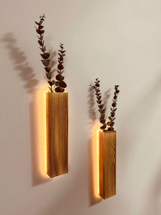 Wall Planters Rustic Wall Decor With Lights Wall Sconces Vines Artificial Eucalyptus With LED Lights