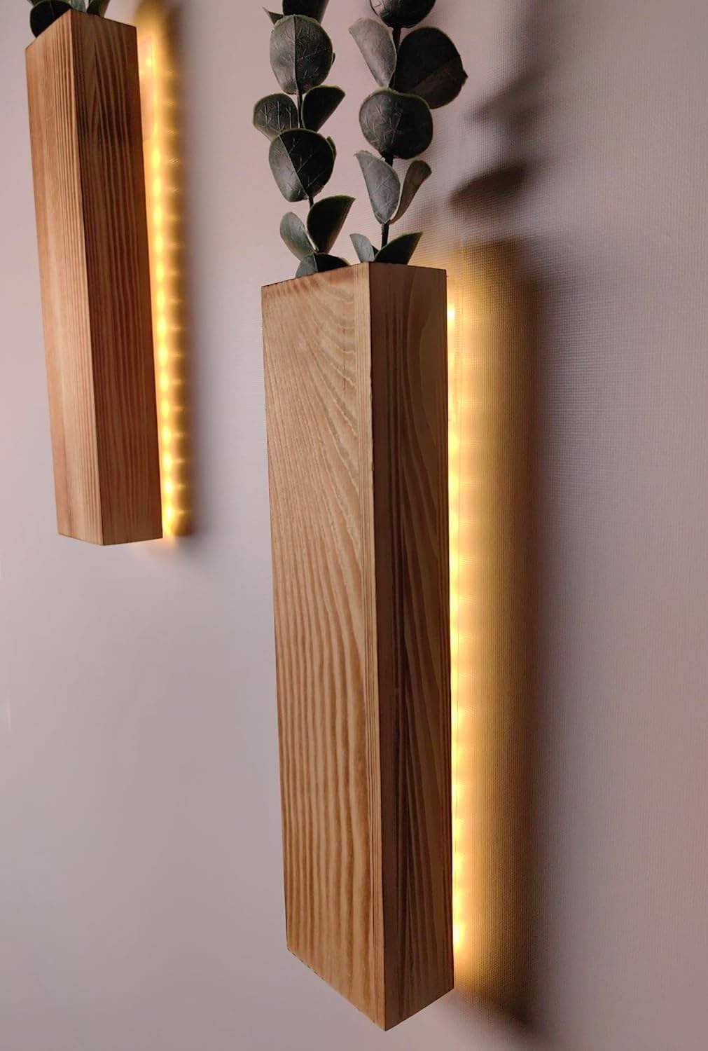 Wall Planters Rustic Wall Decor With Lights Wall Sconces Vines Artificial Eucalyptus With LED Lights
